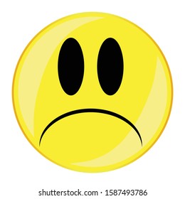 A unhappy smile face button isolated on a white background