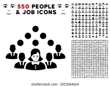 Unhappy Staff Team pictograph with 550 bonus pity and glad user design elements. Vector illustration style is flat black iconic symbols.