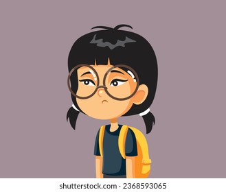 
Unhappy Student Feeling Depressed and Anxious Vector Cartoon Illustration. Sad little girl being bullied having law self esteem
