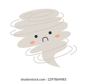 Unhappy tornado face character Weather Wind. Vector illustration