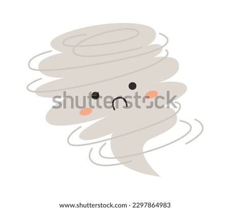 Unhappy tornado face character Weather Wind. Vector illustration