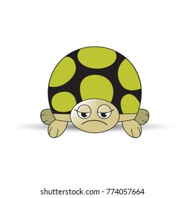 unhappy tortoise cartoon vector drawing in color 