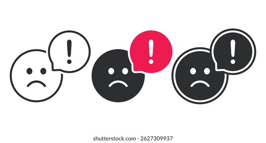 Unhappy warning icon. Illustration vector