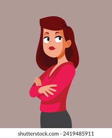 
Unhappy Woman Feeling Displeased and Annoyed Vector Cartoon
Stressed girlfriend expressive displeasure with her posture 
