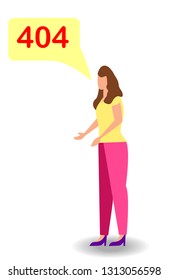 Unhappy woman, mistake, remember error. Forgot, bad memory. Human emotion and body language concept illustration in flat style.