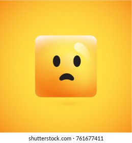 Unhappy yellow squared emoticon, vector illustration
