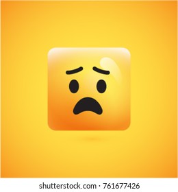 Unhappy yellow squared emoticon, vector illustration