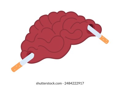 Unhealthy brain damaged by smoking. No tobacco day concept. Vector illustration