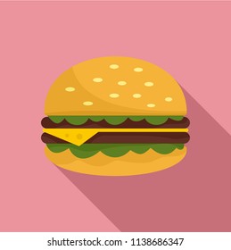 Unhealthy burger icon. Flat illustration of unhealthy burger vector icon for web design