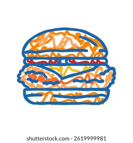 unhealthy chicken fried doodle icon sketch vector. unhealthy chicken fried sign. isolated symbol illustration