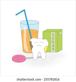 Unhealthy dental care.Cartoon vector image.