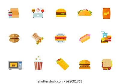 Unhealthy food icon set