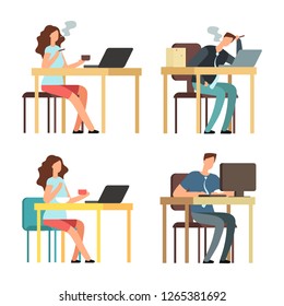 Unhealthy and healthy lifestyle. Smoking people vs non-smoking people vector illustrator