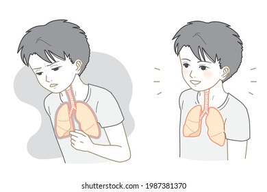 Unhealthy Lungs, Boy With Healthy Lungs