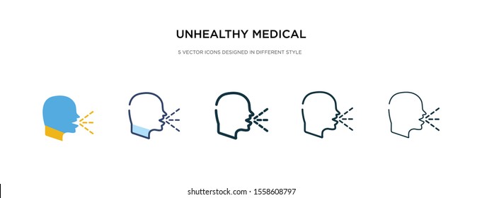 unhealthy medical condition icon in different style vector illustration. two colored and black unhealthy medical condition vector icons designed in filled, outline, line and stroke style can be used