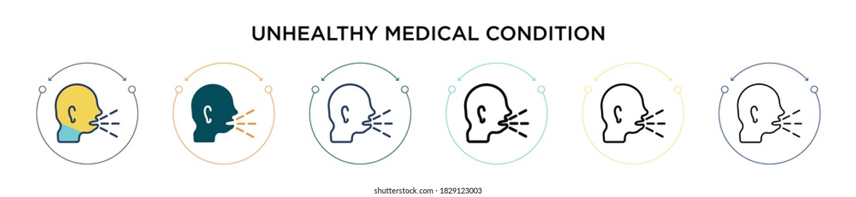 Unhealthy medical condition icon in filled, thin line, outline and stroke style. Vector illustration of two colored and black unhealthy medical condition vector icons designs can be used for mobile, 