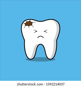 Unhealthy tooth icon. Cavity. Vector illustration.
