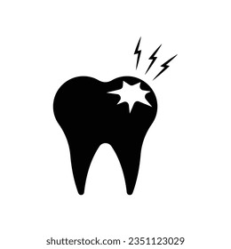 Unhealthy tooth icon design. Dentist Stomatology Unhealthy Tooth. isolated on white background. vector illustration