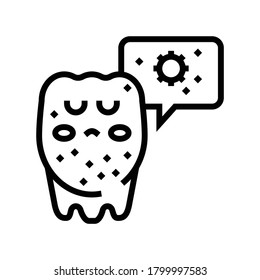 vector de icono de línea dental no saludable. signo dental no saludable. símbolo de contorno aislado ilustración negra