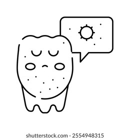 unhealthy tooth line icon vector. unhealthy tooth sign. isolated contour symbol black illustration