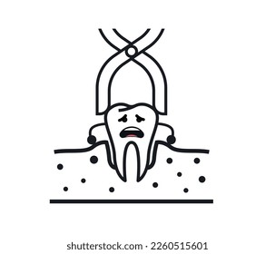 unhealthy tooth. Sad tooth with painful tooth icon isolated on white background. Vector graphic.
