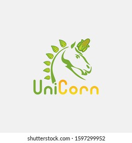 Uni corn logo, abstract minimalism light logo design for your brand, template, sign, symbol, icon