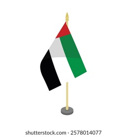 uni emirates arab table flagpole flat vector design illustration