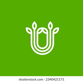uni leaf logo, united leaf icon, natural beauty skincare logo vector, Letter U leaf logo