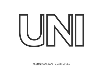 UNI logo design template with strong and modern bold text. Initial based vector logotype featuring simple and minimal typography. Trendy company identity ideal for businesses brand presence.