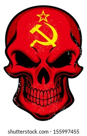 Uni soviet flag painted on a skull