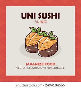 Uni sushi Japanese food vector illustration