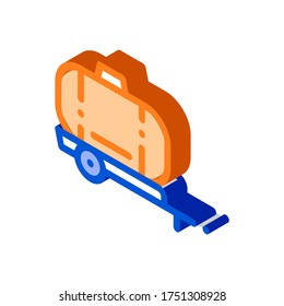 Uniaxial Trailer Vehicle vector isometric sign. color isolated symbol illustration