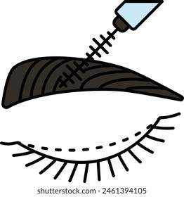 Unibrow Laser Treatment vector icon design, Cosmetology or Cosmetologist Symbol, esthetician or beautician Sign, Beauty treatment stock illustration, reshaping eyebrows using Makeup brush concept