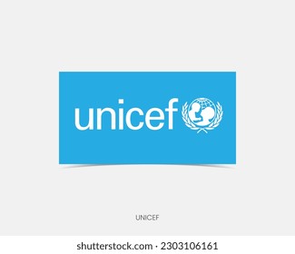 UNICEF Rectangle flag icon with shadow.