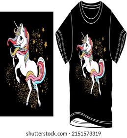 unicon and stars design into tshirt