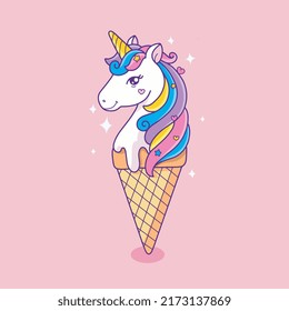 Unicone unicorn Ice cream vector illustration