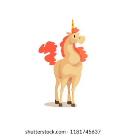 Unicorn ancient mythical creature cartoon vector Illustration on a white background