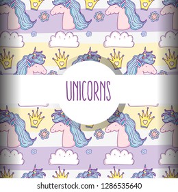 unicorn animal with crown and flower background