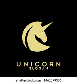 unicorn animal gold logo icon design vector illustration