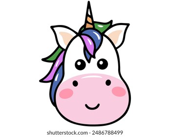 Unicorn Animal Head Cartoon Illustration