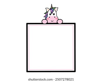 Einhorn Tierkopf quadratischer Rahmen Hintergrund