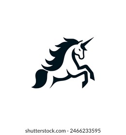 unicorn animal myth negative space style logo vector illustration template design