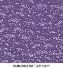 Unicorn animal vector seamless pattern.