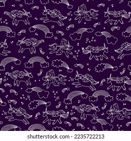 Unicorn animal vector seamless pattern.
