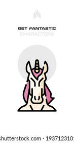 Los avatares de unicornio, Elemento, Diseño de Caracteres. Tema del mundo de locos y fantasmas. Realista, Caricatura, Fantástico, Estilo Sci-fi