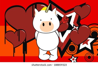 unicorn baby cartoon cute rose in vector format very easy to edit