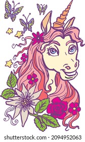 unicorn baby cute cartoon vector character illustration 