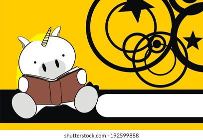 unicorn baby reading cartoon wallpaper in vector format