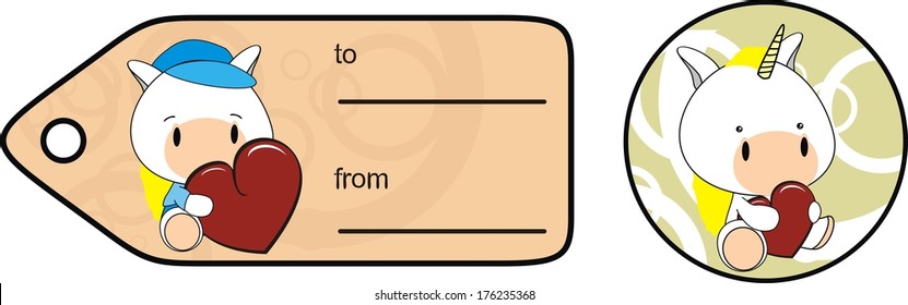 unicorn baby sticker cartoon in vector format very easy to edit