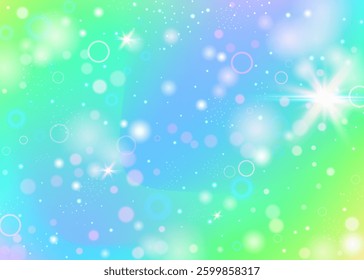Unicorn Background. Green Magic Pattern. Kawaii Invitation. Iridescent Magical Mesh. Yellow Galaxy Hologram. Blue Blurred Gradient. Rainbow Texture. Dream Unicorn Background.